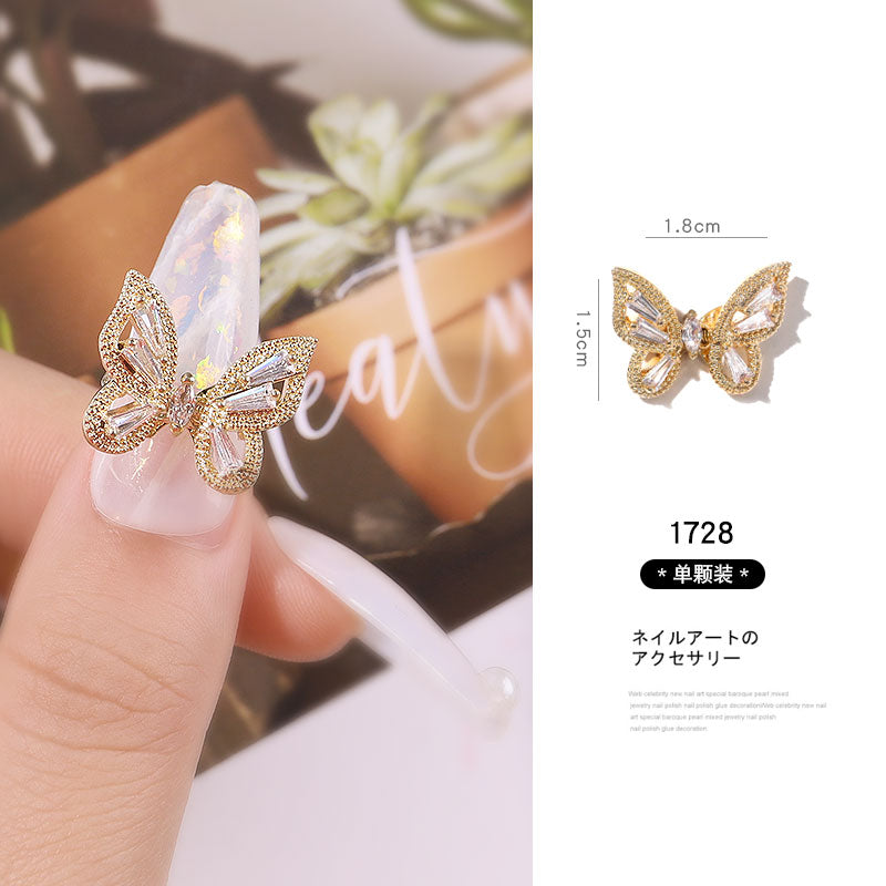 NDE037  ForLife 3D Zircon Butterfly Designer Nail Charms In Bulk