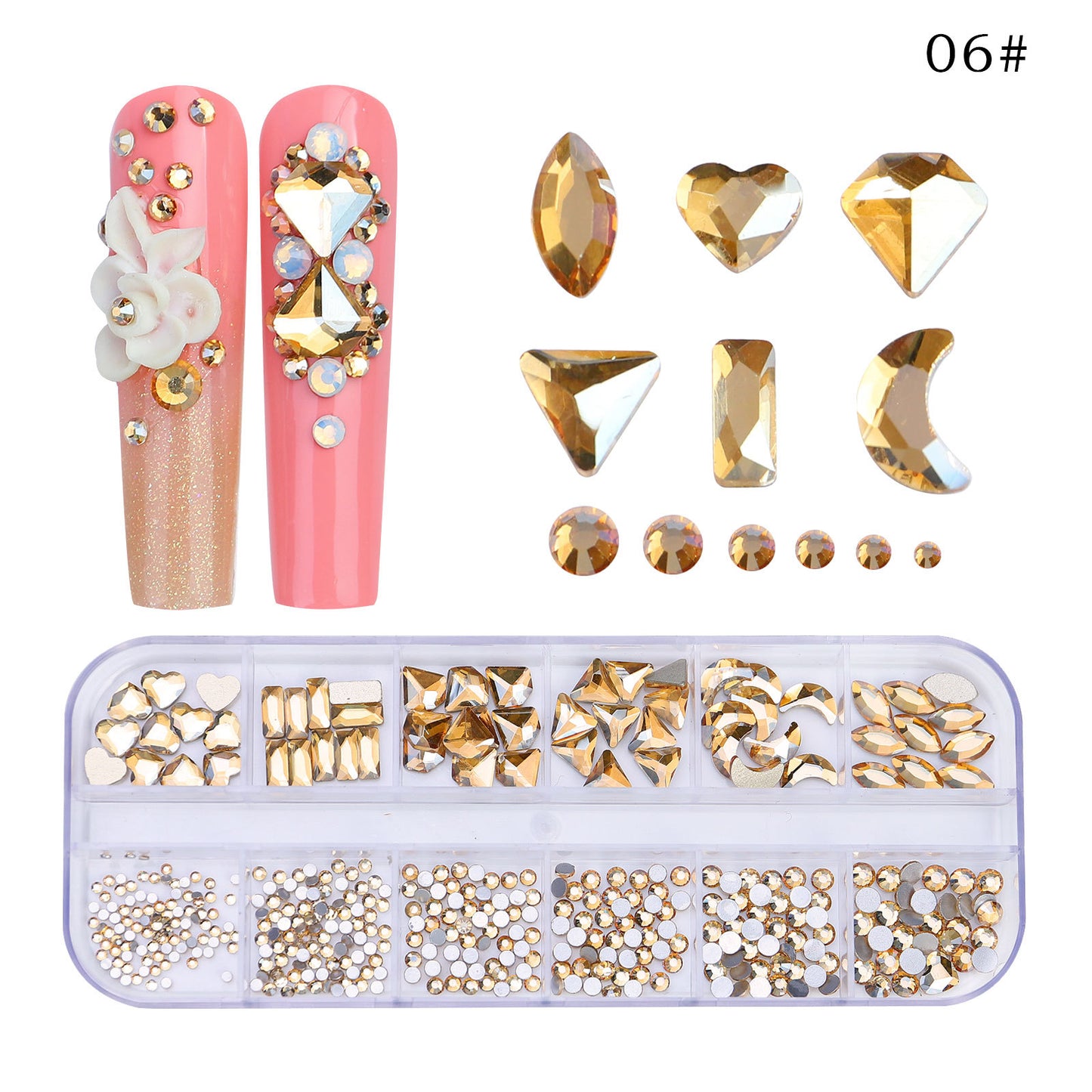 NRS027  ForLife Flat Bottom Glass Nail Rhinestones Decorations Crystal 3d Nail Art Accessories Shaped rhinestones