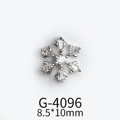 NZJ040  Christmas Nail Art Zircon Charms 3D Snowflake Nail Glitter Sticker Supplies Accessories Shiny Xtmas Nail Rhinestones Jewelry