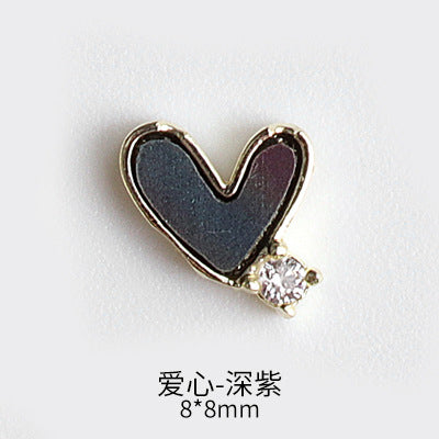 NZJ043  New nail art shell love jewelry metal accessories nail decoration diamond alloy jewelry