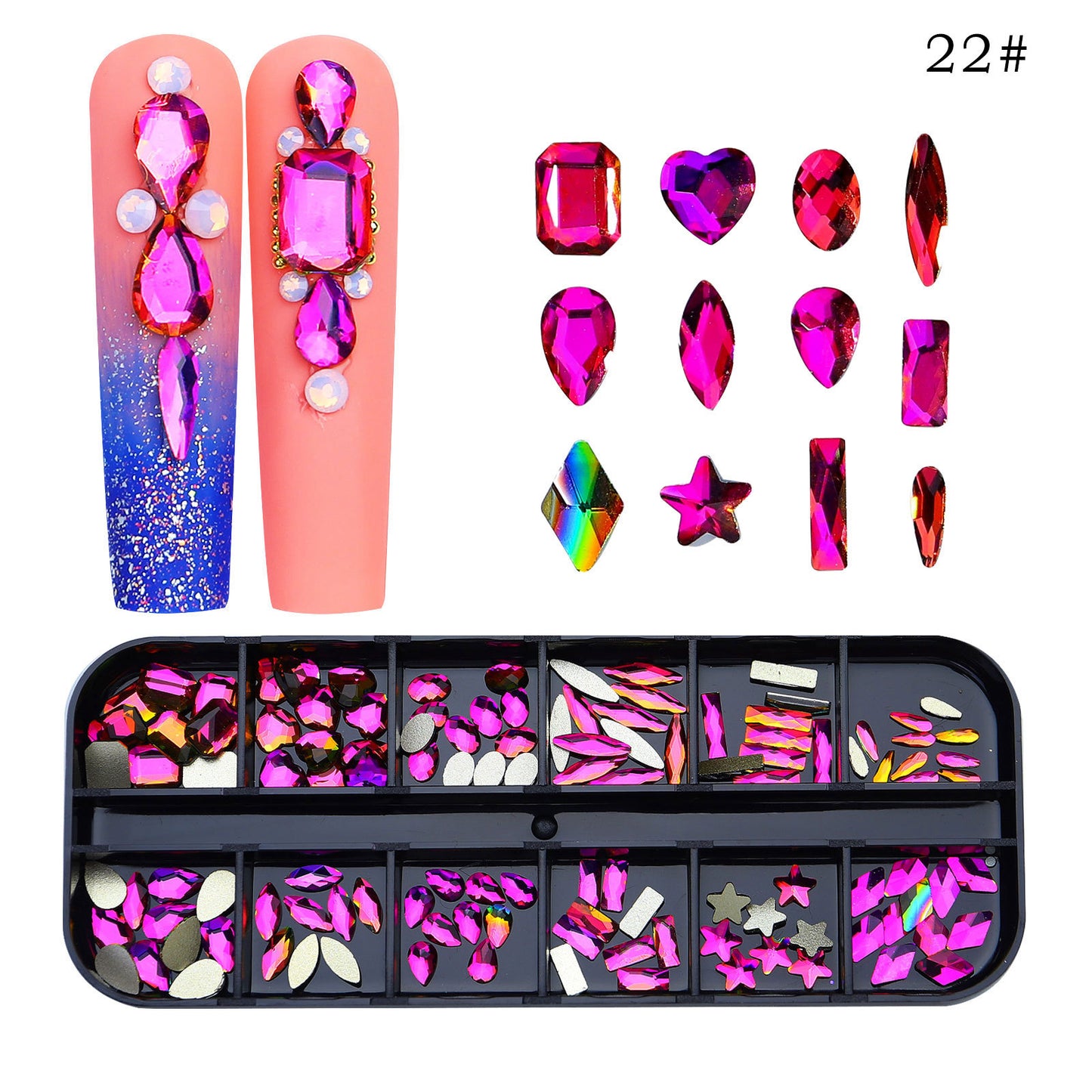 NRS027  ForLife Flat Bottom Glass Nail Rhinestones Decorations Crystal 3d Nail Art Accessories Shaped rhinestones