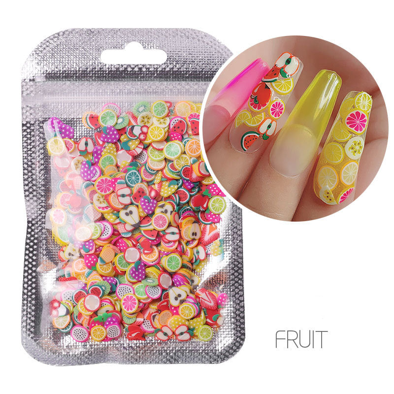 NDE055  ForLife Nail Art Decorations Soft Polymer Clay Fruit Slices Mixed Fruit Patterns Colorful DIY Decoration 1000pcs