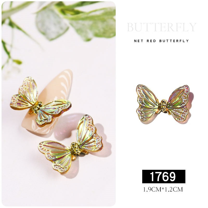 NDE042  ForLife 3D Aurora Simulation Flying Butterfly Nail Art Decorations Luxury Crystal Zircon Nail Jewelry