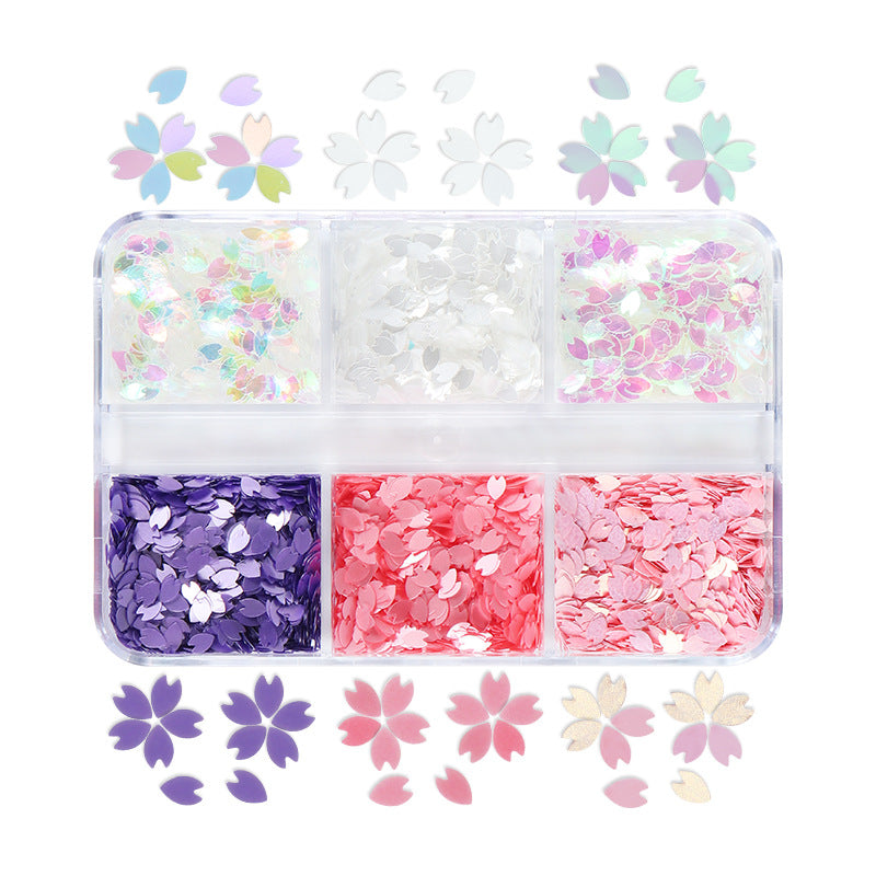 NDE065  Newest Flower Steel Ball Nail Art Accessories Ultra Thin Cherry Blossom Petals Sequins