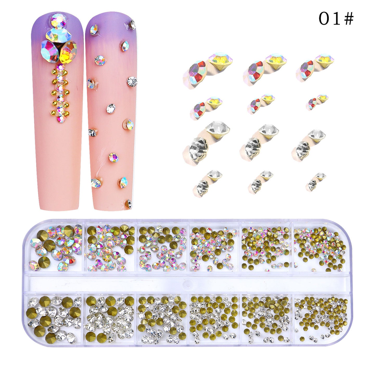 NRS027  ForLife Flat Bottom Glass Nail Rhinestones Decorations Crystal 3d Nail Art Accessories Shaped rhinestones