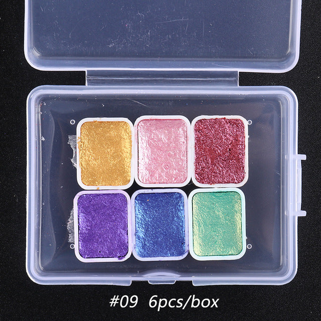 FNP069  Manicure Watercolor Pigment Solid Pearlescent Watercolors Glitter Solid Gold Paint Set