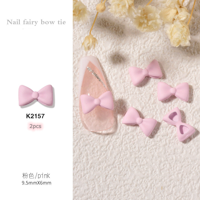 NDE043  2 pcs of nail art bows Japanese simple nail decorations fairy frosted 3D small bow tie nail accessories