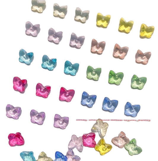 NZJ013 30pcs mixed Nail Crystal Butterfly Summer Color Clear 3D Butterfly Nail Art Jewelry