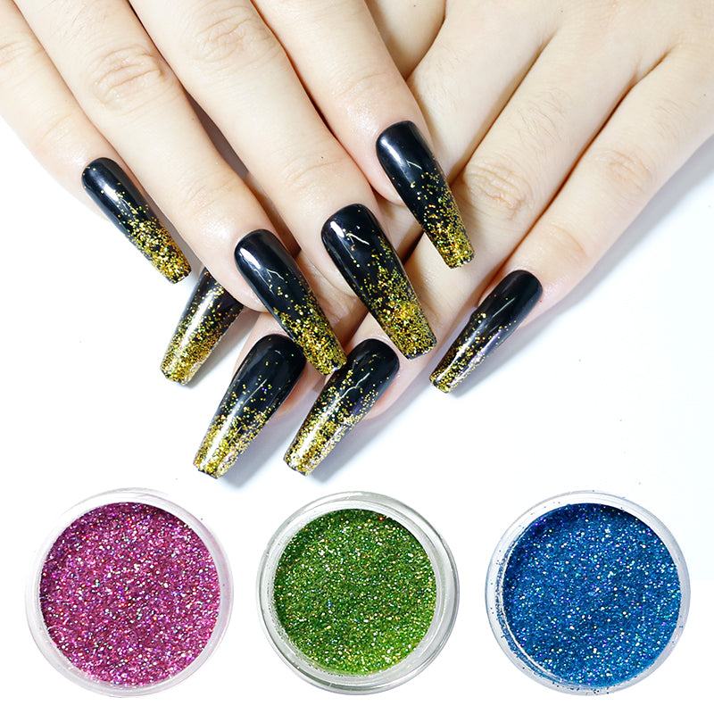 FNP082  Manicure golden onion glitter nail art powder of 24 color combination sets is used for nail decoration