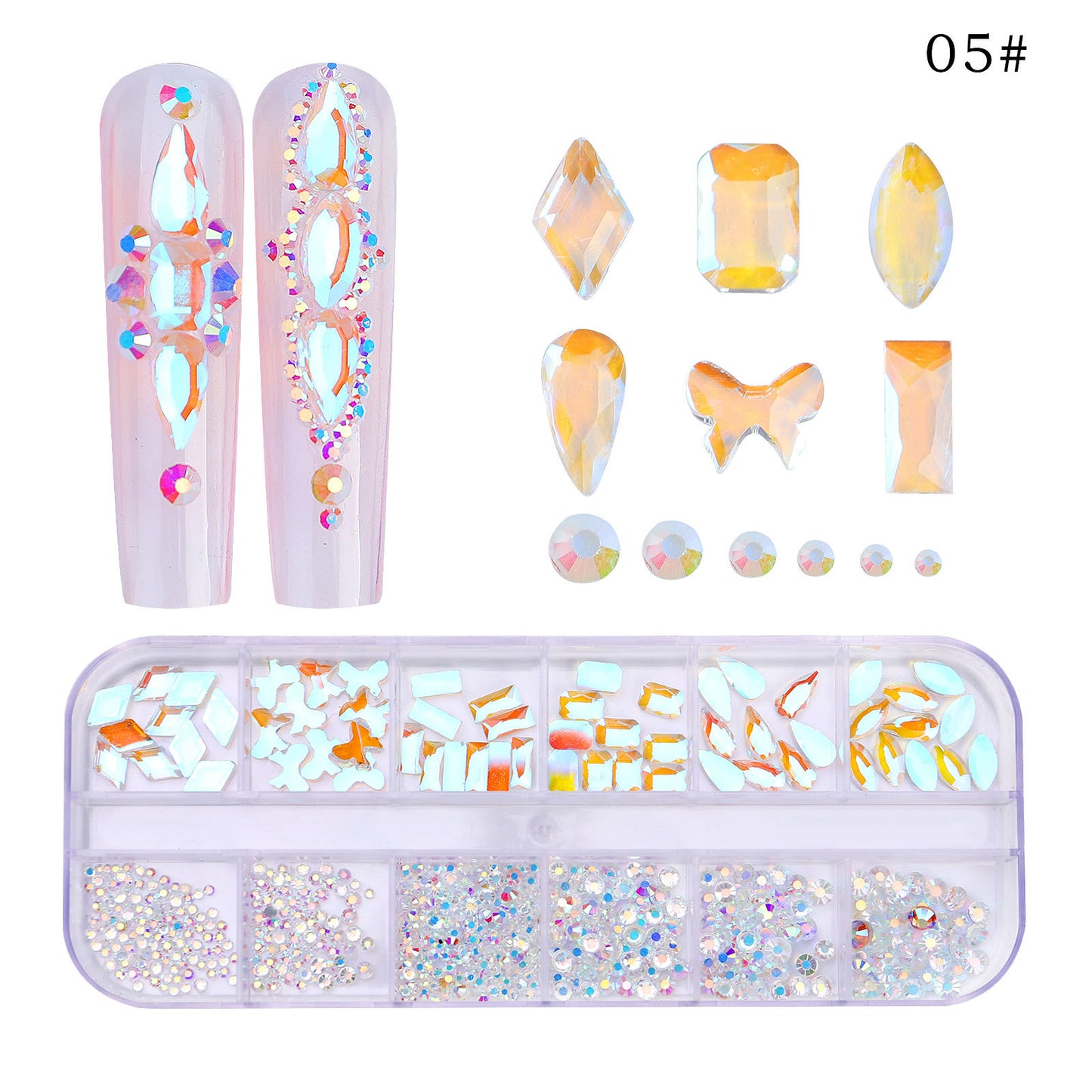 NRS027  ForLife Flat Bottom Glass Nail Rhinestones Decorations Crystal 3d Nail Art Accessories Shaped rhinestones