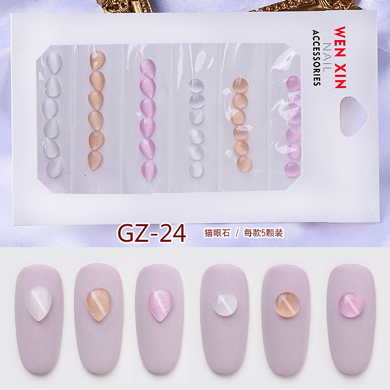 NRS007  ForLife 6 Grid Pack Flatback Nail Art Crystal Rhinestones Zircon Decorations 3d Alloy Retro Nail Accessories DIY tools