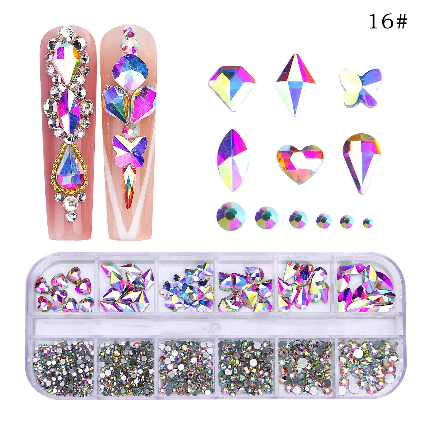 NRS027  ForLife Flat Bottom Glass Nail Rhinestones Decorations Crystal 3d Nail Art Accessories Shaped rhinestones