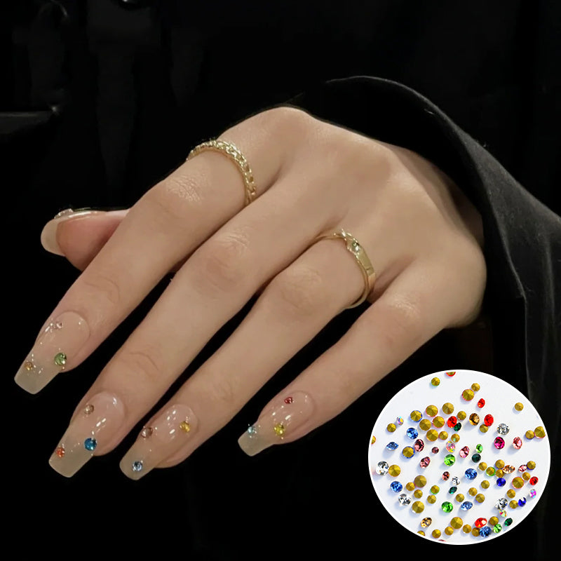 NZJ009 Colorful Symphony Pointed Bottom Rhinestones Mixed Color Size Special-shaped Diamond Nail Art Jewelry