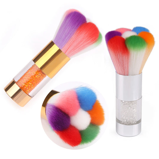 NBR020  ForLife Soft Nail Dust Remover Rainbow Brush Color Petal Handle UV Nail Cleaner Brushes Makeup Brush Manicure Tool