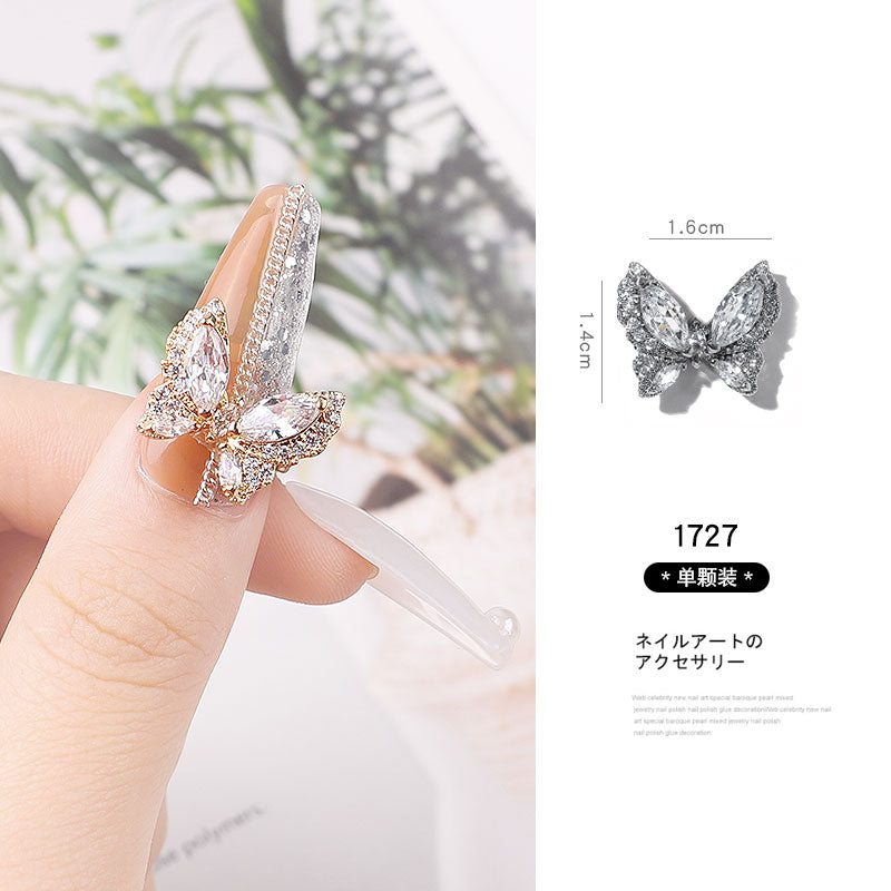 NDE037  ForLife 3D Zircon Butterfly Designer Nail Charms In Bulk