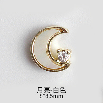 NZJ043  New nail art shell love jewelry metal accessories nail decoration diamond alloy jewelry