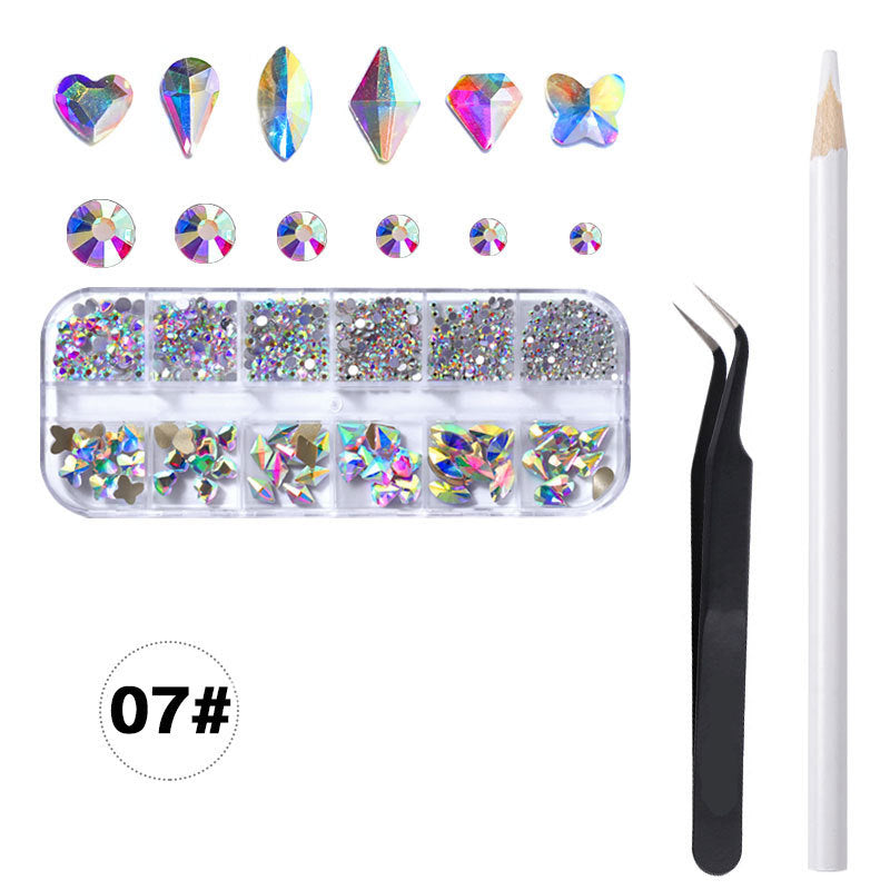 NRS001  Multi-size Flat Bottom Glass Fancy Shape Nail Rhinestones Decorations Crystal 3d Manicure Nail Art Accessories Acrylic diamond