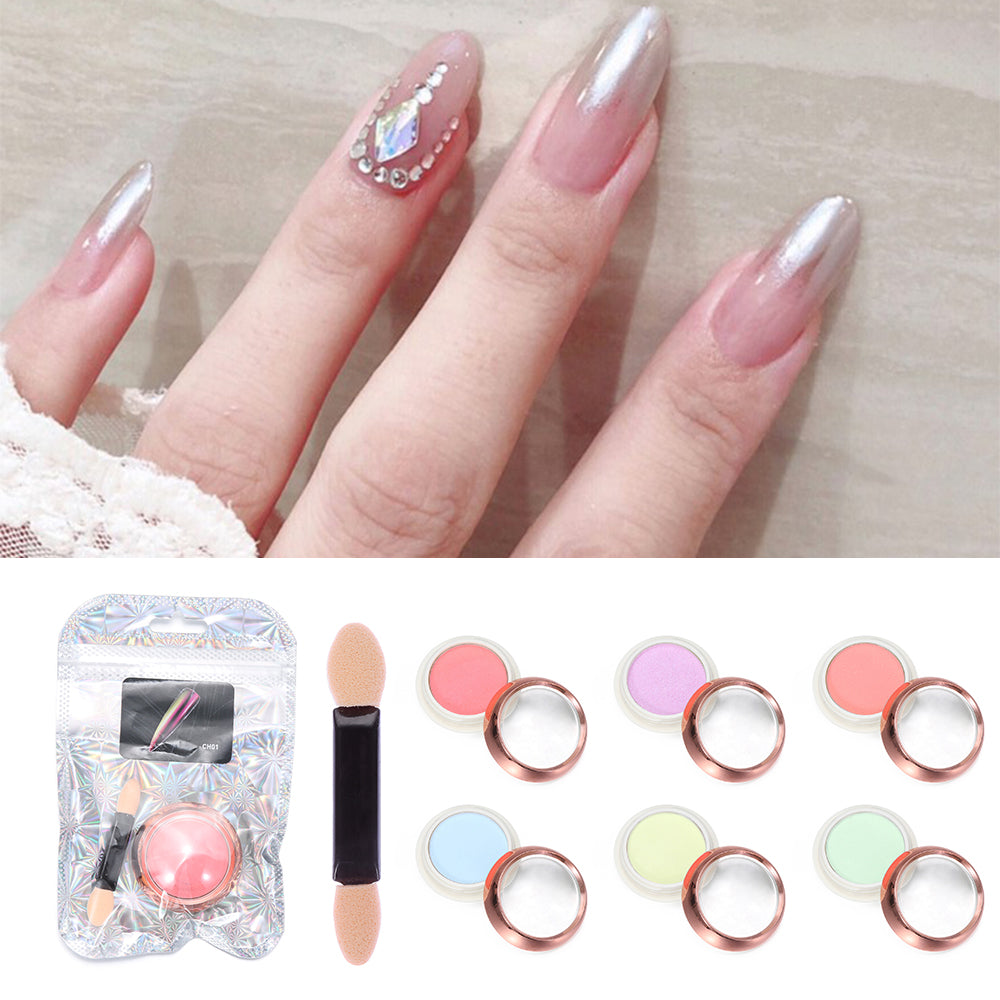 FNP080  Transparent Mirror Mermaid Powder Glitter Nail Chrome UV Gel Pigment Magic Dust Powder Laser Solid Nail Powder