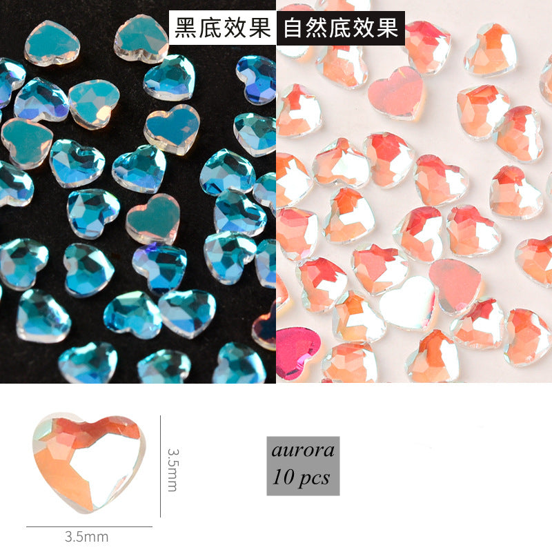 NDE049  ForLife Nail Art Mini Love Heart Diamond Flat Heart 3*3.5mm Shiny DIY 3D Crystal Diamond Jewelry