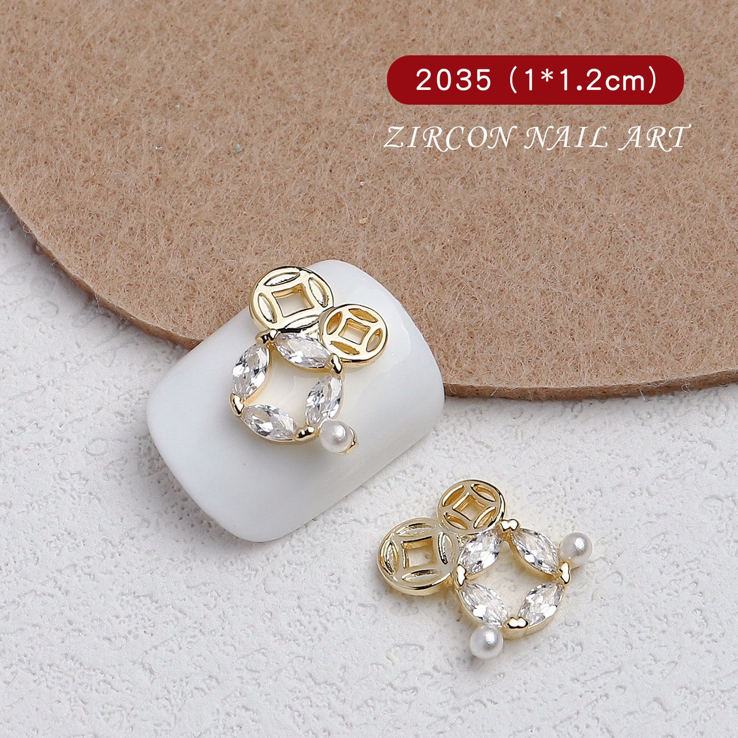 NZJ055  Nail Art Tiger Year Jewelry New Year Rhinestone Super Flash Zircon Rich Fortune Lucky Cat Nail Decoration