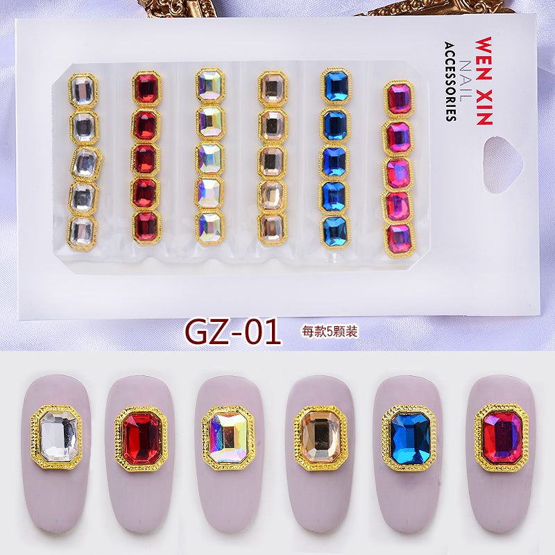 NRS007  ForLife 6 Grid Pack Flatback Nail Art Crystal Rhinestones Zircon Decorations 3d Alloy Retro Nail Accessories DIY tools