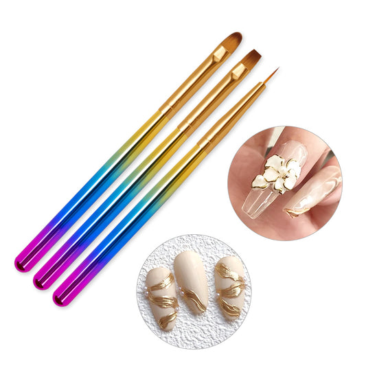 NBR024  ForLife Nair art 3 pcs/set nylon hair painting brush ,Carved pen, light therapy pen set with colorful pen holder