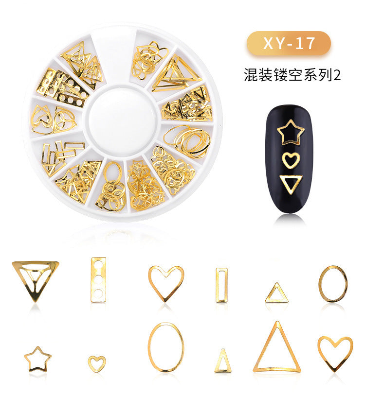 NRD003 3d Ocean Nail Art Studs Gold Charms Summer Sea Metal Alloy Rivets Shell Star Starfish Hollow Star decoration nails