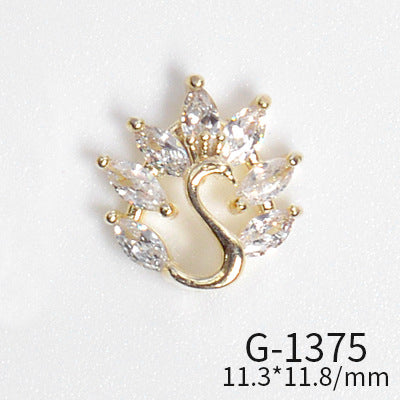 NZJ022 Japanese new nail zircon jewelry diamond pop moon pendant red-crowned crane nail jewelry