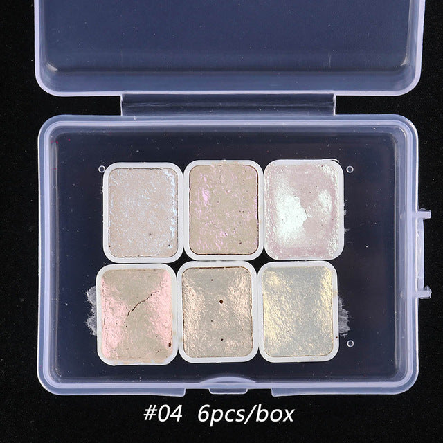 FNP069  Manicure Watercolor Pigment Solid Pearlescent Watercolors Glitter Solid Gold Paint Set