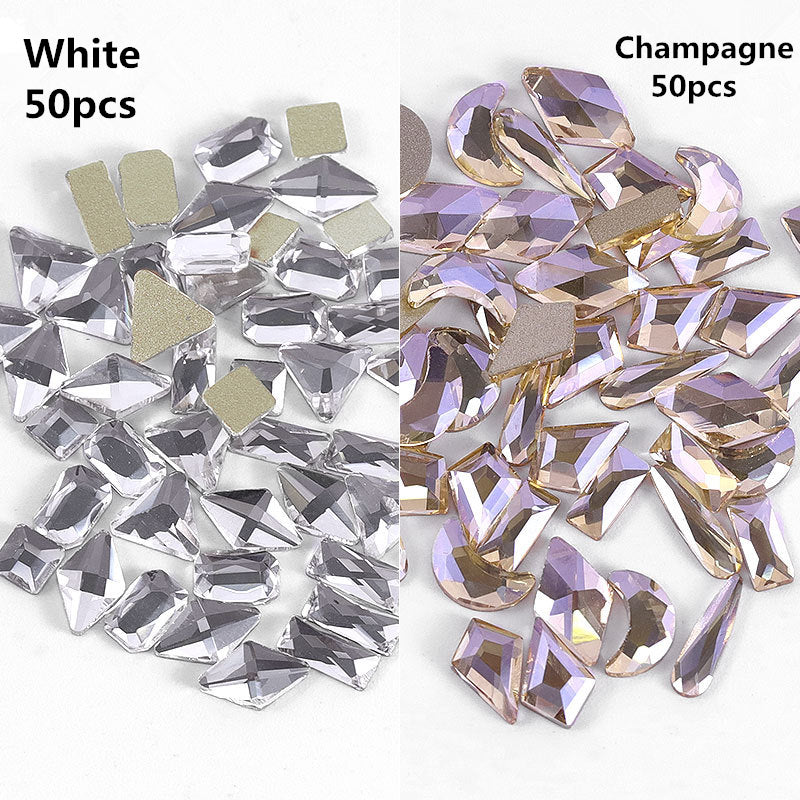 NRS003  ForLife Pear Nail Mix Color Rhinestones Gems Diamond Gold Bottom Flat Back Strass Stone 3D Charms Nails Accessories