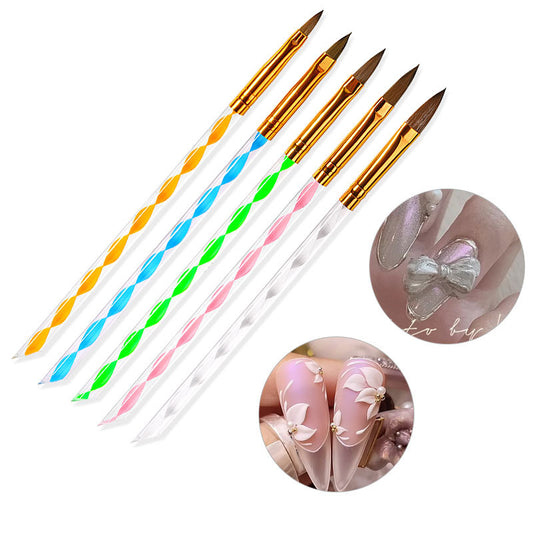 NBR030  Factory wholesale nail salon special spiral nail brushes 5 sets of acrylic brush mink hair crystal pen nail tools