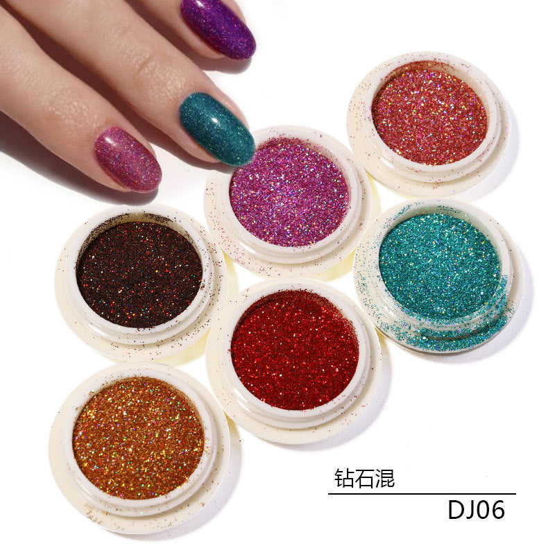 FFMB017 Nail Fairy Eye Sequins, Eye Makeup Sequins, Bright Gradient Nail Glitter Sequins Laser Loose Powder, 6 Pack