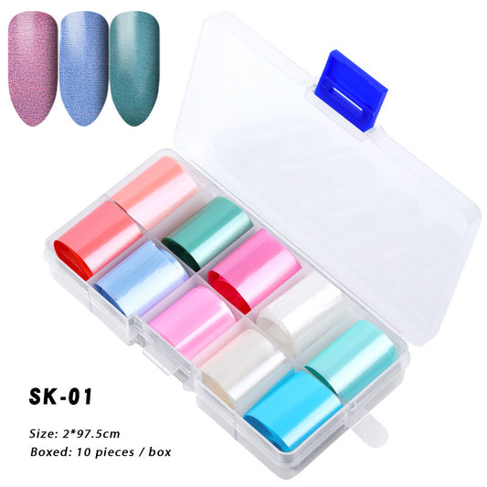 FSMA007 Manicure starry sky sticker box, starry sky nail sticker transfer paper, colorful laser starry sky paper 120*2.5