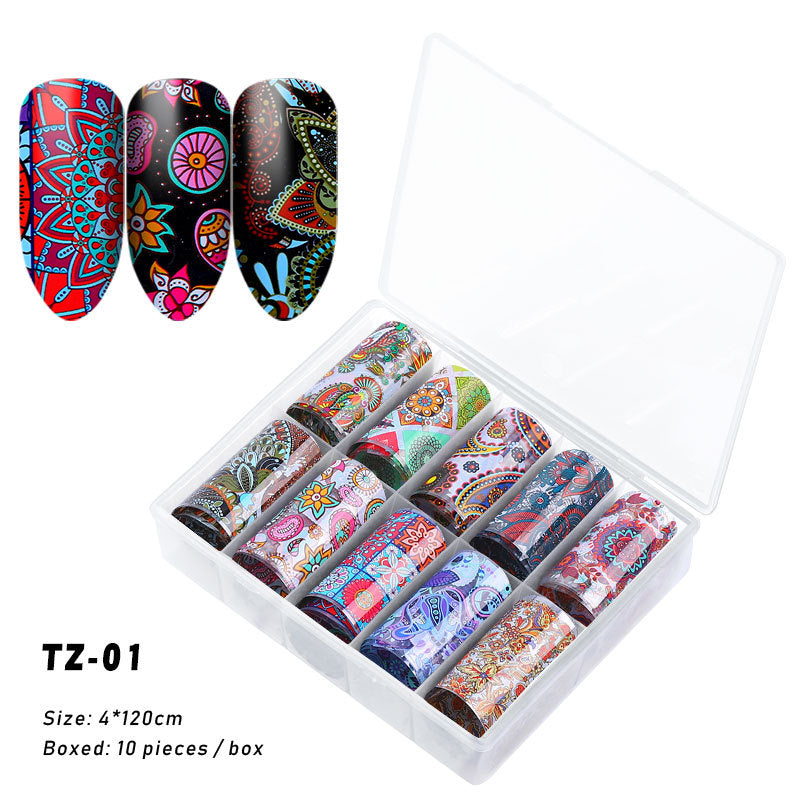 FSMA005 New nail supplies, transfer stickers, star paper, Tibetan style, colorful laser