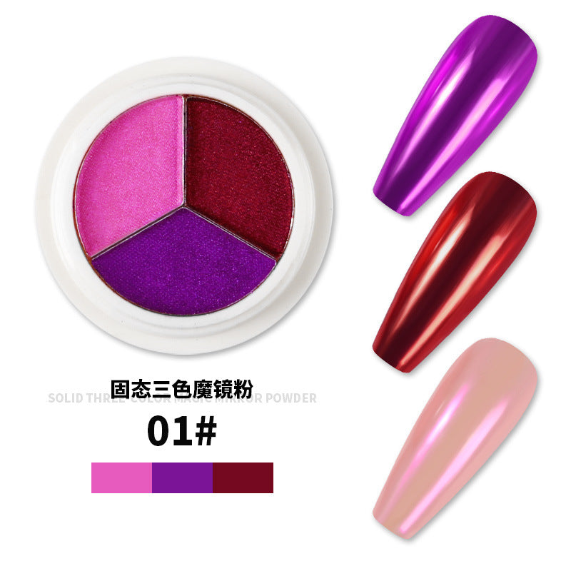 FFMA010 New nail three-color solid magic mirror powder, super bright powder, nail mirror powder, titanium powder