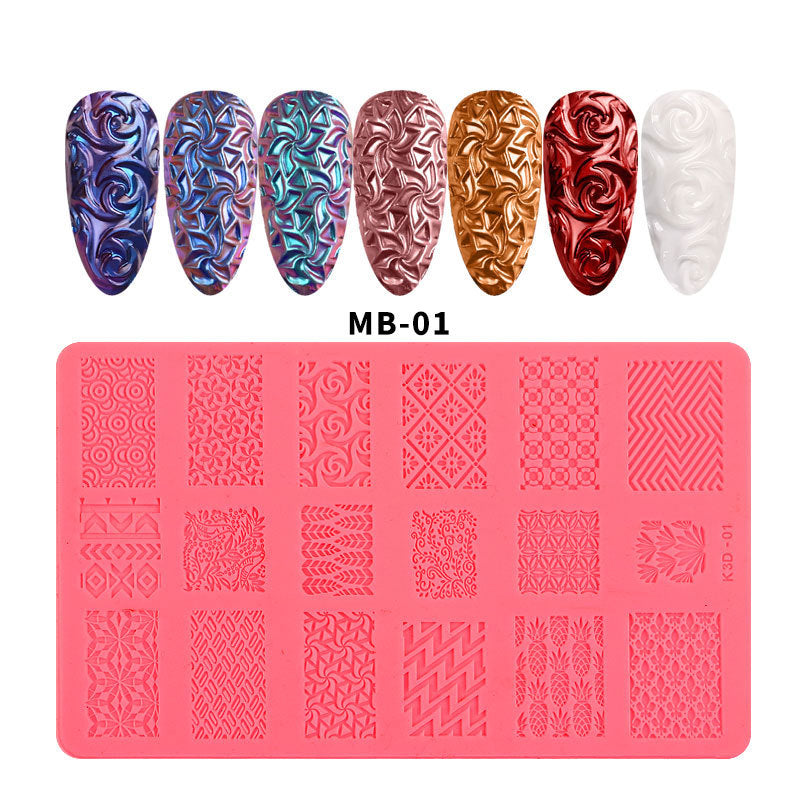 FYMB009 Nail Silicone Printing Stencil , Plastic Stencil , 3D Stereo Relief