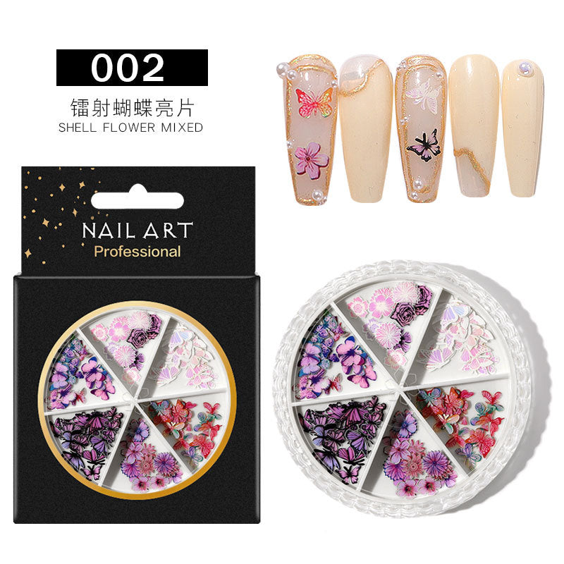 FDME009 Nail Art Accessories AB Rhinestones Rivets Butterfly 6-Grid Mixed Turntable Jewelry Sequins Nail Art Decoration