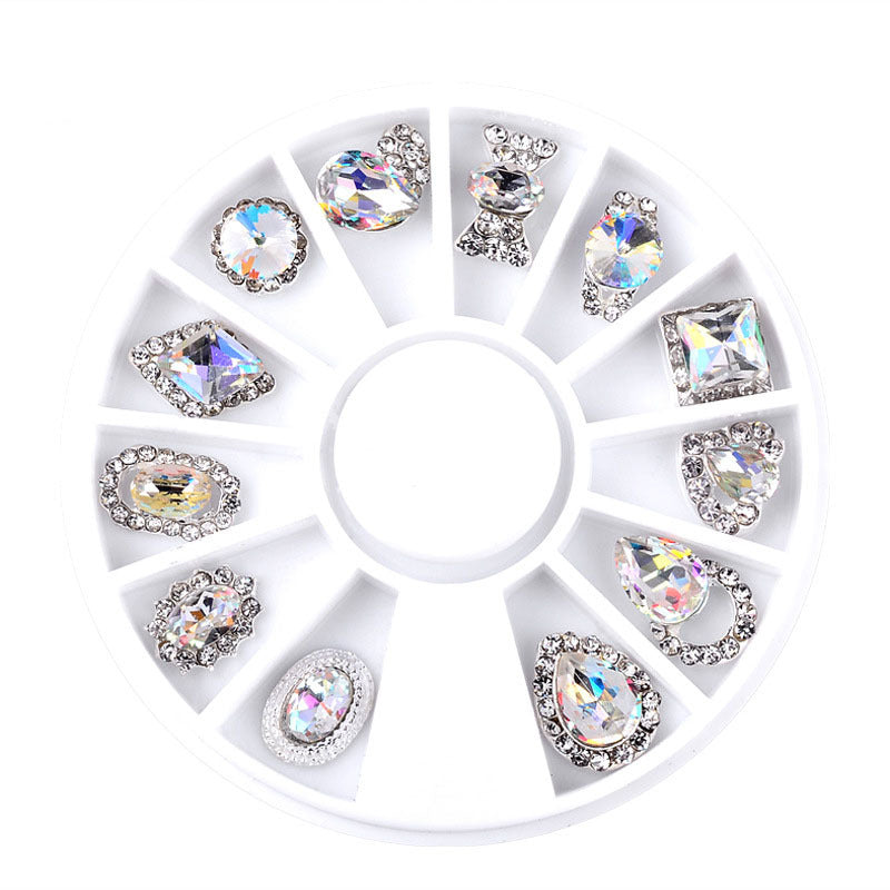 FDME010 Nail art turntable jewelry, colorful special-shaped AB diamond colorful glass drill nail jewelry turntable collection