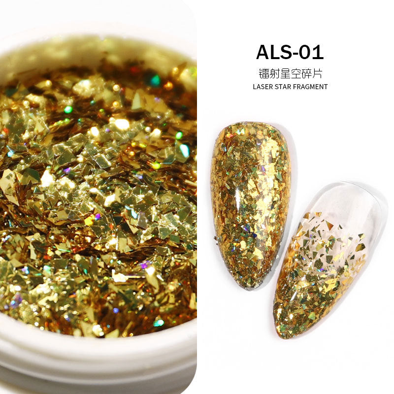 FFMB003 Irregular laser starry sky fragments sequins, nail stickers color-changing glitter