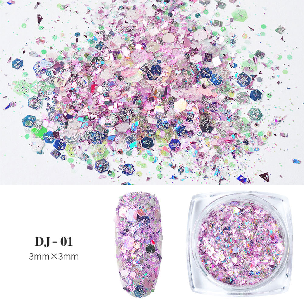 FFMB001 12 shades of light change to onion powder, phantom glitter sequin glitter powder, color-changing sequin size assortment