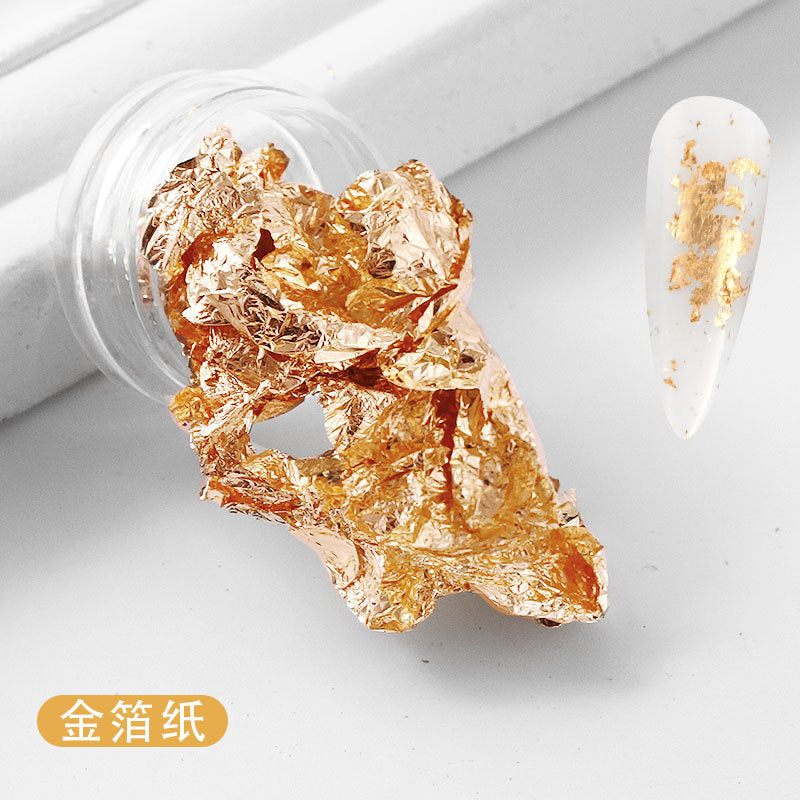 FSMB002 New Nail Art, Gold Foil Wire, Gold and Silver Foil Fragments, Nail Polish Glue DIY Decoration, Tin Foil