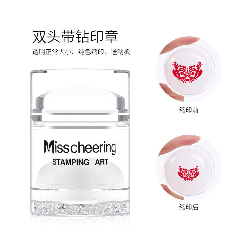 FYMA005 Nail Silicone Stamp, Laser Shrinkage Transparent Large Scraper Silicone Stamp Head, Nail Printing Collection