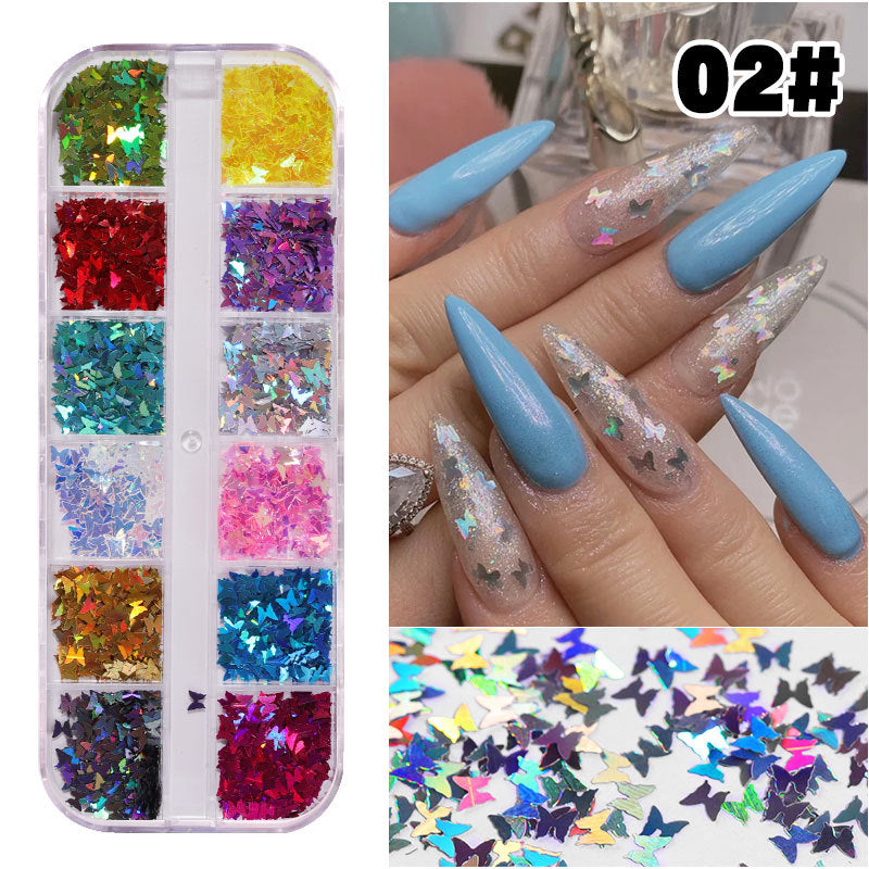 FFMB005 12 Color Mixed Nail Art Sequins Laser Symphony Star Butterfly Fluorescent DIY Nail Art Decorative Sequins