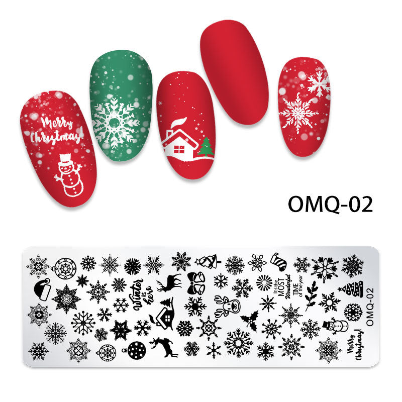 FYMB003 Nail Art Print Template ,Marbled,Christmas Snowflake Nail Art Print Plate