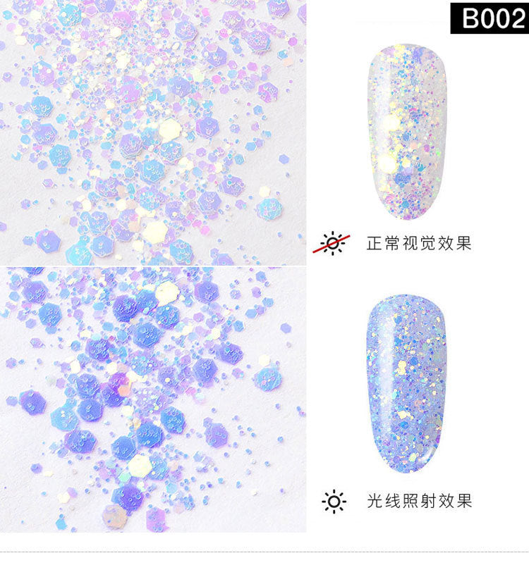 FFMA012 6-color light-changing onion powder, phantom glitter powder, sequin glitter powder, color-changing sequins, mixed size bottles