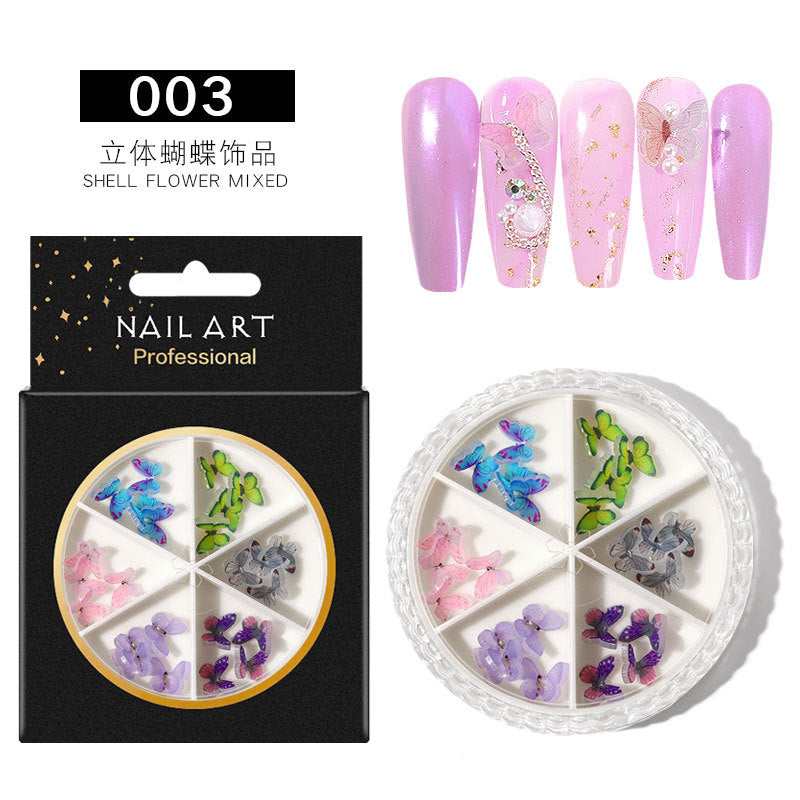 FDME009 Nail Art Accessories AB Rhinestones Rivets Butterfly 6-Grid Mixed Turntable Jewelry Sequins Nail Art Decoration