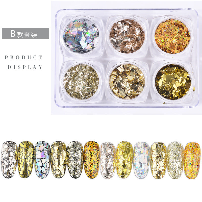 FSMB005 Nail Art Accessories Glass Fragments, New Irregular Gold Foil Tin Foil, Symphony Nail Sequins