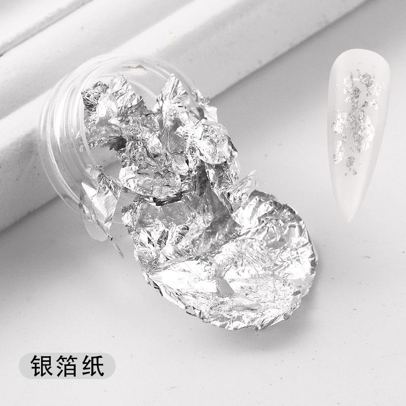 FSMB002 New Nail Art, Gold Foil Wire, Gold and Silver Foil Fragments, Nail Polish Glue DIY Decoration, Tin Foil