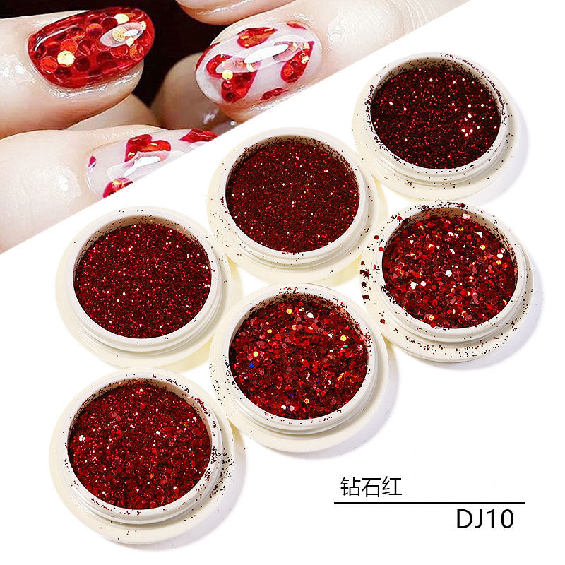 FFMB017 Nail Fairy Eye Sequins, Eye Makeup Sequins, Bright Gradient Nail Glitter Sequins Laser Loose Powder, 6 Pack