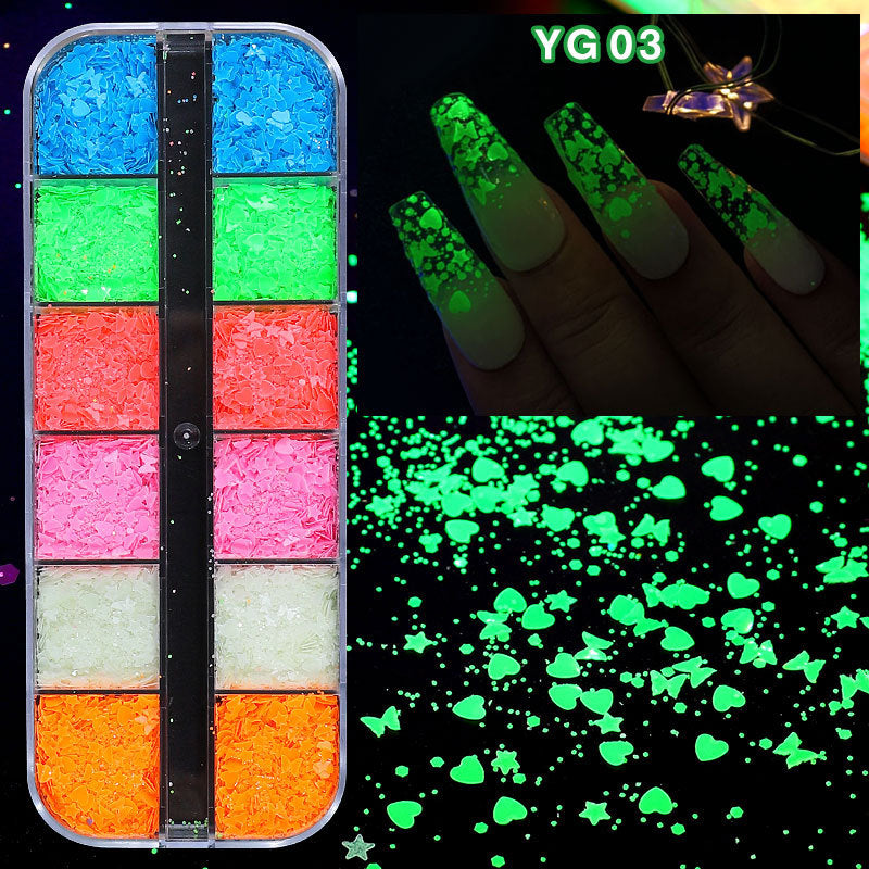 FFMB015 Manicure luminous sequins, butterfly sequins long box, pentagram sequins luminous sequins